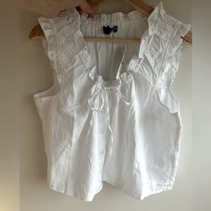 J. Crew White Ruffled Blouse